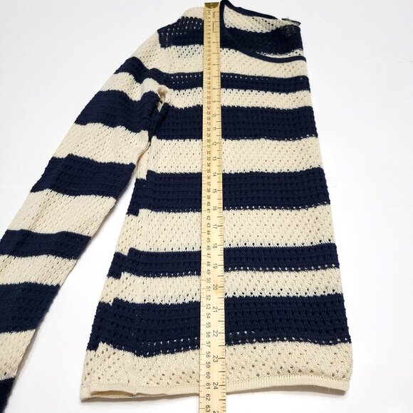 Peruvian Connection Womens Pima Cotton Long Sleeve Mesh Top Size S Stripe Preppy - Picture 7 of 9